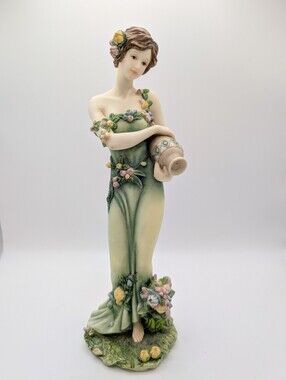 HOME INTERIORS "Blossom" Statue 2004 Art Deco Victorian 10" Female Figure Floral